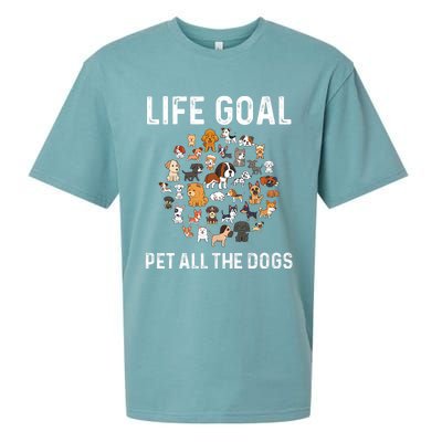 Life Goal Pet All The Dogs Funny Dog Lover Puppy Sueded Cloud Jersey T-Shirt