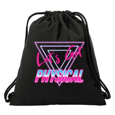 Lets Get Physical Workout Gym Tee 80's Retro Vintage Drawstring Bag