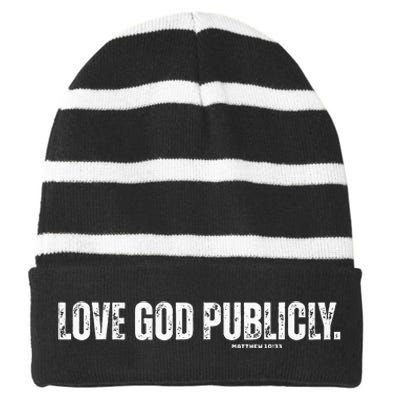 Love God Publicly Matthew 1033 Striped Beanie with Solid Band