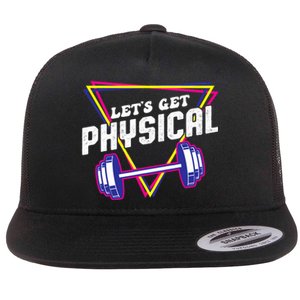 Lets Get Physical Gym Fitness 80's Workout Flat Bill Trucker Hat