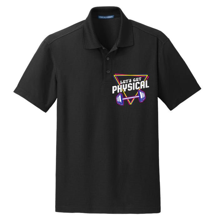 Lets Get Physical Gym Fitness 80's Workout Dry Zone Grid Polo