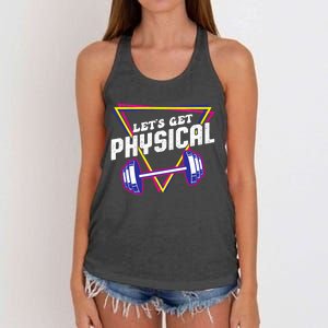 Lets Get Physical Gym Fitness 80's Workout Women's Knotted Racerback Tank