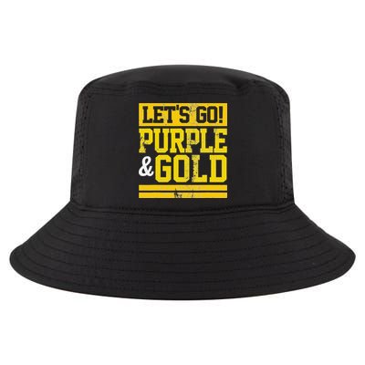 Let's Go Purple & Gold Team Favorite Colors Vintage Game Day Cool Comfort Performance Bucket Hat