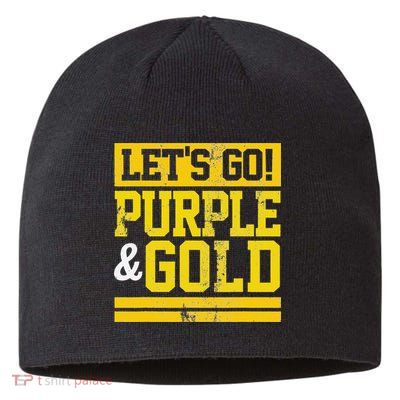 Let's Go Purple & Gold Team Favorite Colors Vintage Game Day Sustainable Beanie