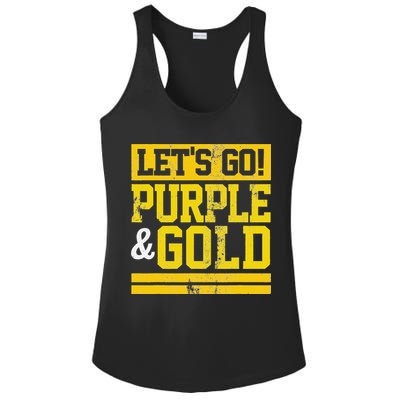 Let's Go Purple & Gold Team Favorite Colors Vintage Game Day Ladies PosiCharge Competitor Racerback Tank