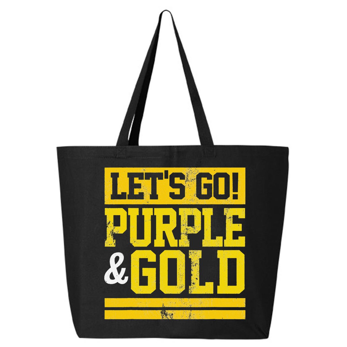 Let's Go Purple & Gold Team Favorite Colors Vintage Game Day 25L Jumbo Tote