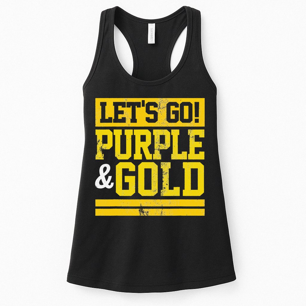 Let's Go Purple & Gold Team Favorite Colors Vintage Game Day Womens Tank Top