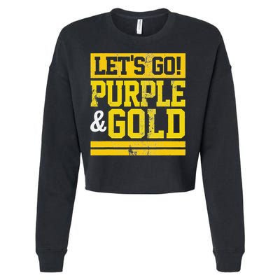 Let's Go Purple & Gold Team Favorite Colors Vintage Game Day Cropped Pullover Crew