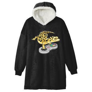 Leopard Gecko Playing Video Game Lizard Reptiles Gamers Hooded Wearable Blanket