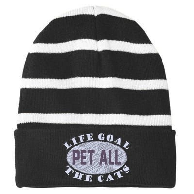 Life Goal Pet All Cats Striped Beanie with Solid Band