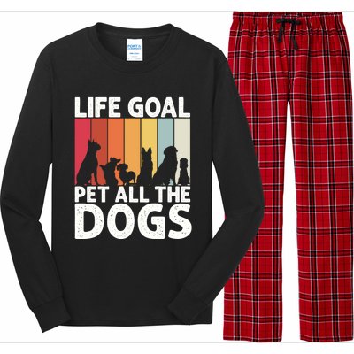 Life Goal Pet All The Dogs Funny Dog Lover Retro Long Sleeve Pajama Set