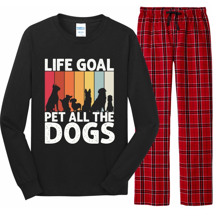 Life Goal Pet All The Dogs Funny Dog Lover Retro Long Sleeve Pajama Set