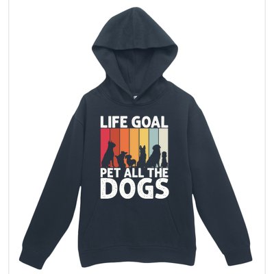 Life Goal Pet All The Dogs Funny Dog Lover Retro Urban Pullover Hoodie