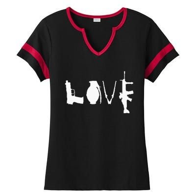 LOVE GUNS Pro Gun Love 2nd Amendment Ladies Halftime Notch Neck Tee