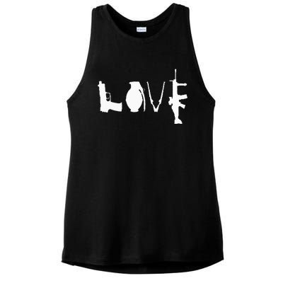 LOVE GUNS Pro Gun Love 2nd Amendment Ladies PosiCharge Tri-Blend Wicking Tank