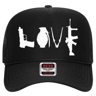 LOVE GUNS Pro Gun Love 2nd Amendment High Crown Mesh Back Trucker Hat