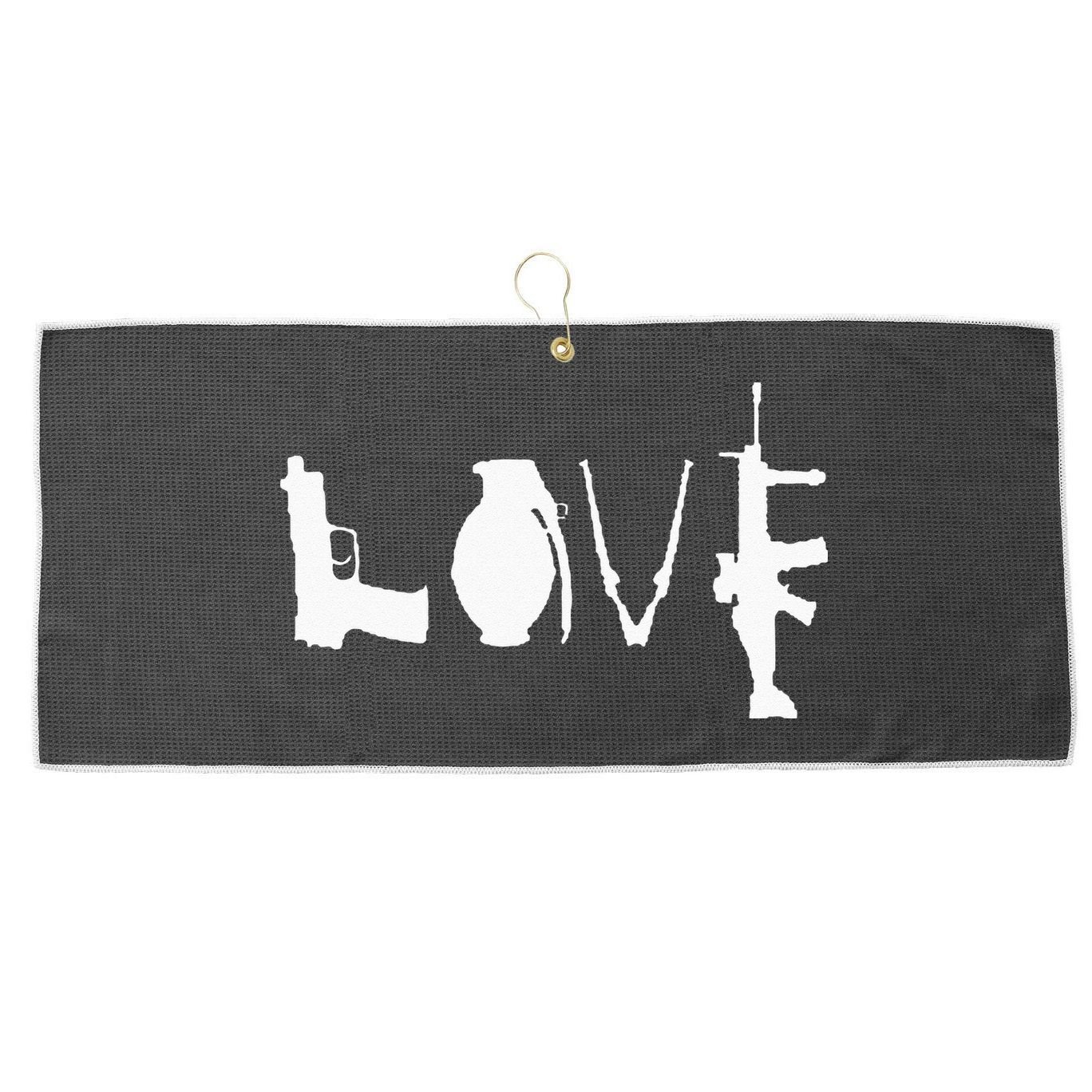 LOVE GUNS Pro Gun Love 2nd Amendment Large Microfiber Waffle Golf Towel