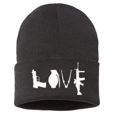 LOVE GUNS Pro Gun Love 2nd Amendment Sustainable Knit Beanie