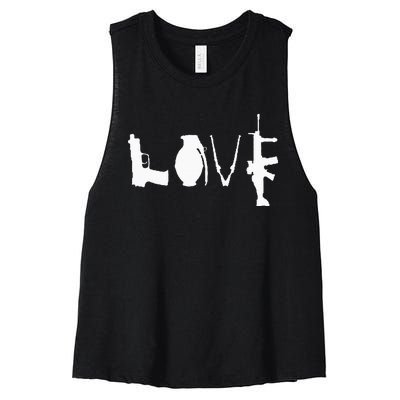 LOVE GUNS Pro Gun Love 2nd Amendment Women's Racerback Cropped Tank