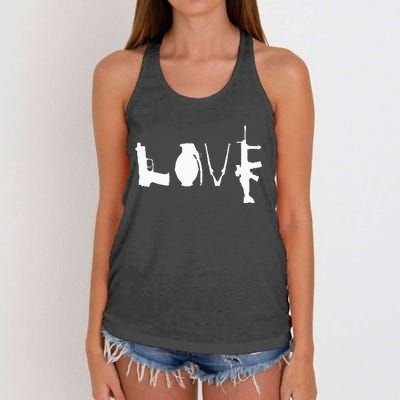 LOVE GUNS Pro Gun Love 2nd Amendment Women's Knotted Racerback Tank