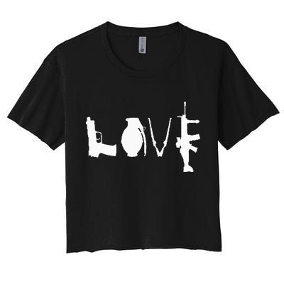 LOVE GUNS Pro Gun Love 2nd Amendment Women's Crop Top Tee