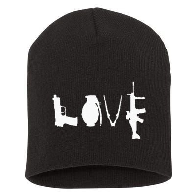 LOVE GUNS Pro Gun Love 2nd Amendment Short Acrylic Beanie