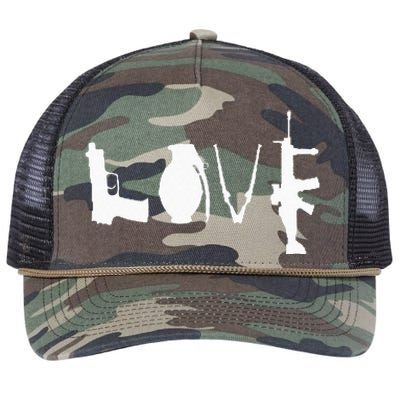 LOVE GUNS Pro Gun Love 2nd Amendment Retro Rope Trucker Hat Cap