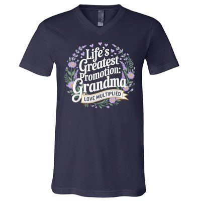 Life'S Greatest Promotion Grandma Love Multiplied V-Neck T-Shirt