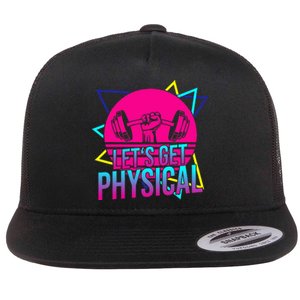 Lets Get Physical Gym Fitness 80S Workout Flat Bill Trucker Hat