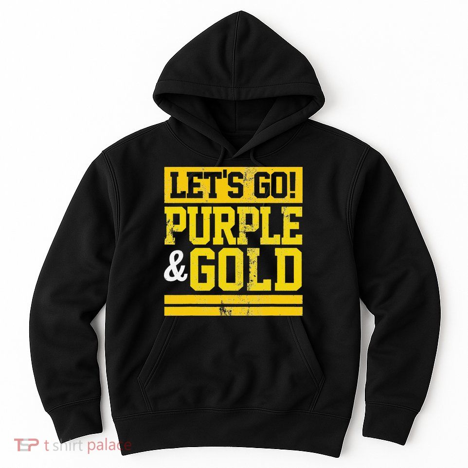Let's Go Purple & Gold Team Favorite Colors Vintage Game Day Hoodie
