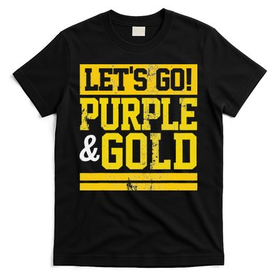 Let's Go Purple & Gold Team Favorite Colors Vintage Game Day T-Shirt