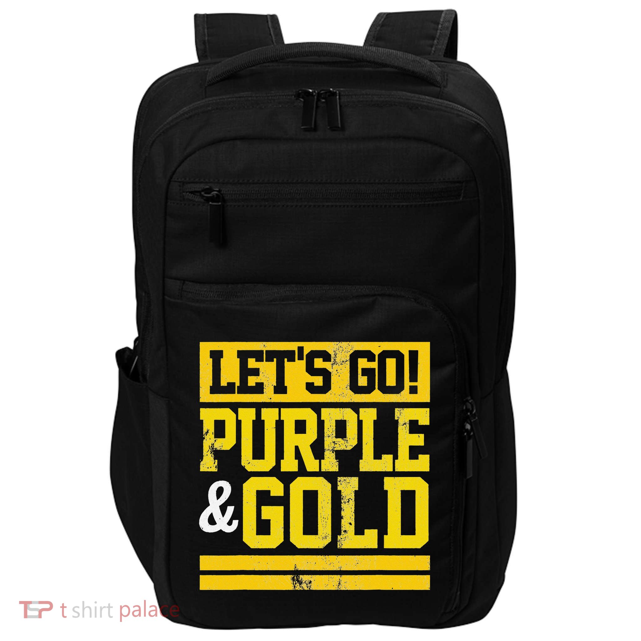 Let's Go Purple & Gold Team Favorite Colors Vintage Game Day Impact Tech Backpack