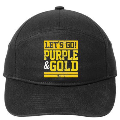 Let's Go Purple & Gold Team Favorite Colors Vintage Game Day 7-Panel Snapback Hat