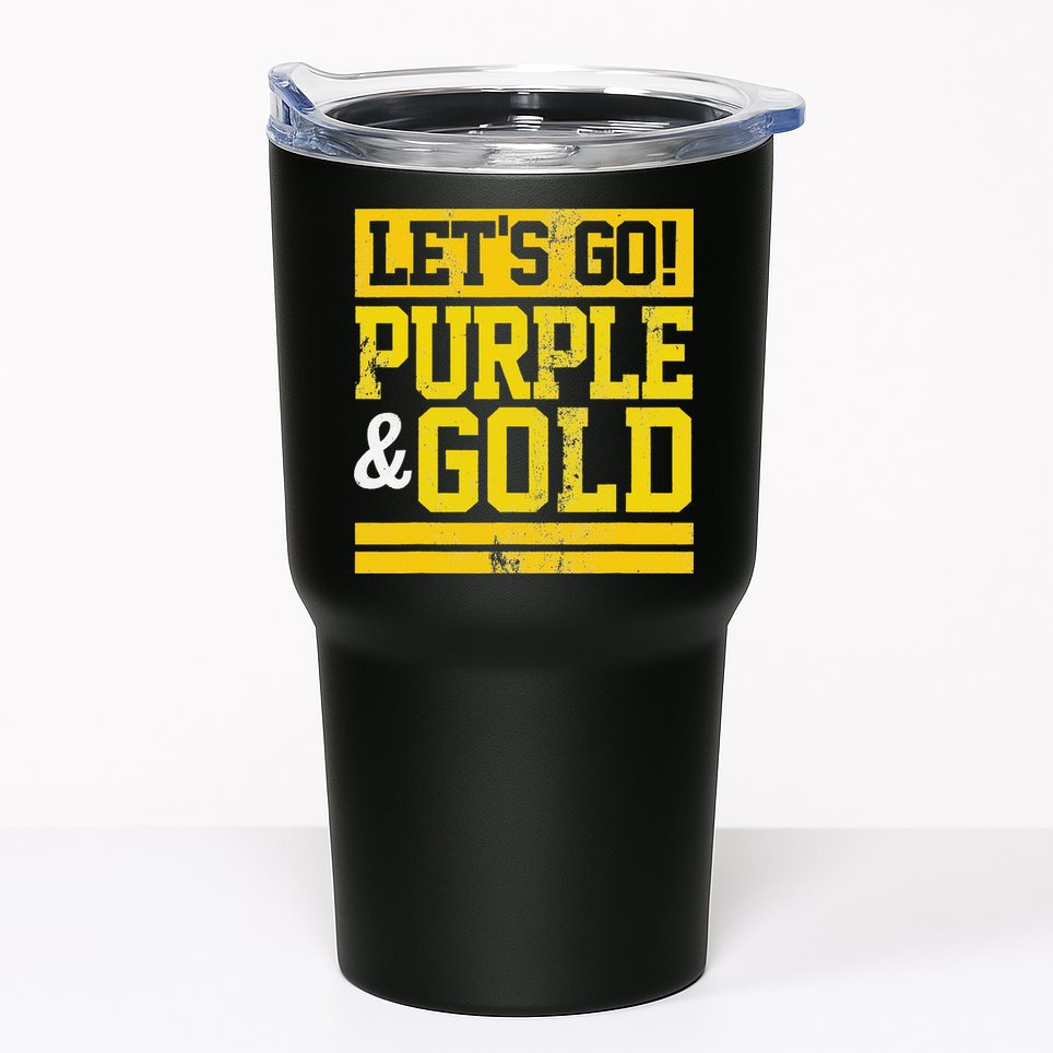 Let's Go Purple & Gold Team Favorite Colors Vintage Game Day Tumbler
