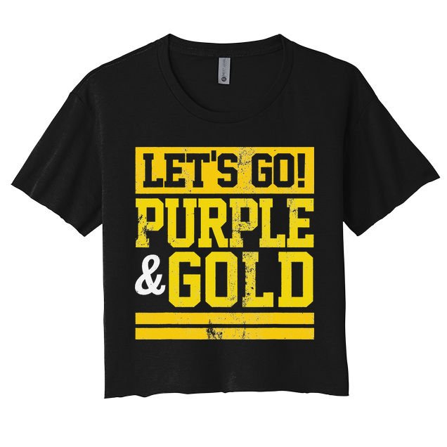 Let's Go Purple & Gold Team Favorite Colors Vintage Game Day Crop Top