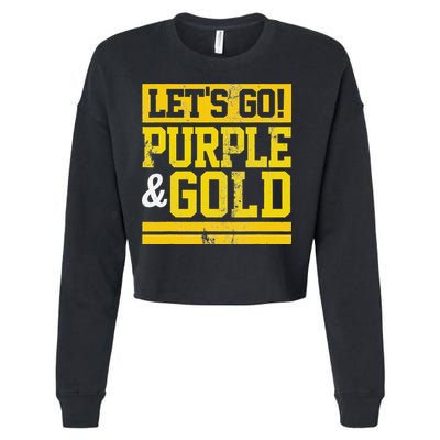 Let's Go Purple & Gold Team Favorite Colors Vintage Game Day Cropped Pullover Crew