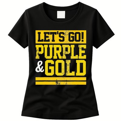 Let's Go Purple & Gold Team Favorite Colors Vintage Game Day Womens T-Shirt