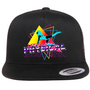 LetS Get Physical Workout Gym Totally Retro 80S Flat Bill Trucker Hat