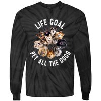 Life Goal Pet All The Dogs Funny Dog Lover Tie-Dye Long Sleeve Shirt