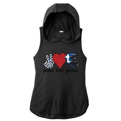 Love Greece Proud Greek Flag Greek Roots Funny Gift Ladies PosiCharge Tri-Blend Wicking Draft Hoodie Tank