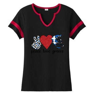 Love Greece Proud Greek Flag Greek Roots Funny Gift Ladies Halftime Notch Neck Tee