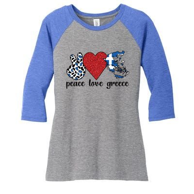 Love Greece Proud Greek Flag Greek Roots Funny Gift Women's Tri-Blend 3/4-Sleeve Raglan Shirt