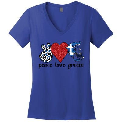 Love Greece Proud Greek Flag Greek Roots Funny Gift Women's V-Neck T-Shirt