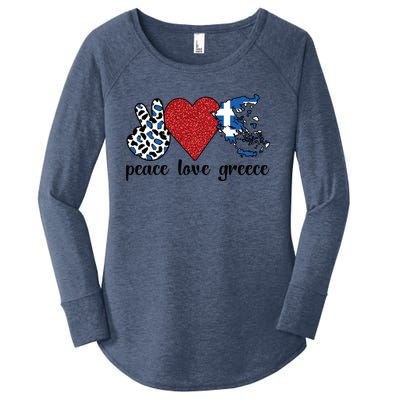 Love Greece Proud Greek Flag Greek Roots Funny Gift Women's Perfect Tri Tunic Long Sleeve Shirt