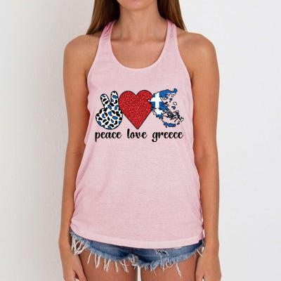 Love Greece Proud Greek Flag Greek Roots Funny Gift Women's Knotted Racerback Tank