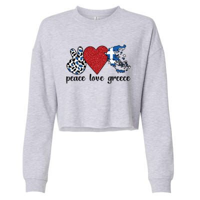 Love Greece Proud Greek Flag Greek Roots Funny Gift Cropped Pullover Crew