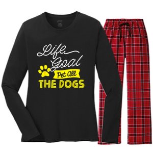 Life Goal Pet All The Dogs Funny Dog Women's Long Sleeve Flannel Pajama Set 