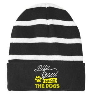 Life Goal Pet All The Dogs Funny Dog Striped Beanie with Solid Band