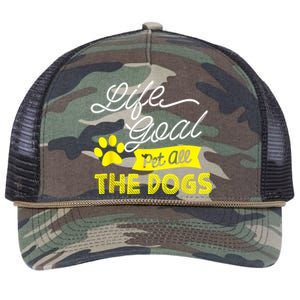 Life Goal Pet All The Dogs Funny Dog Retro Rope Trucker Hat Cap