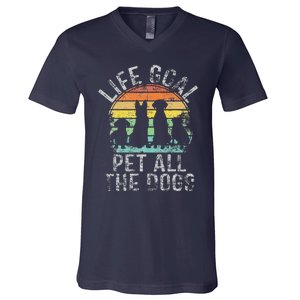 Life Goal Pet All The Dogs For Women Funny Dog V-Neck T-Shirt